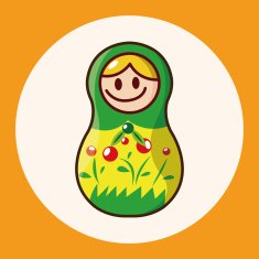 Matryoshka Russian traditional wooden doll vector pattern el N26