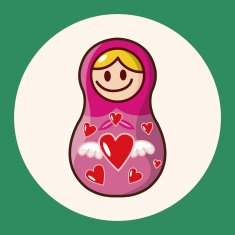 Matryoshka Russian traditional wooden doll vector pattern el N28