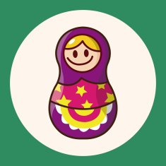 Matryoshka Russian traditional wooden doll vector pattern el N30