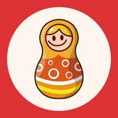 Matryoshka Russian traditional wooden doll vector pattern el N31