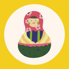 Matryoshka Russian traditional wooden doll vector pattern el N34