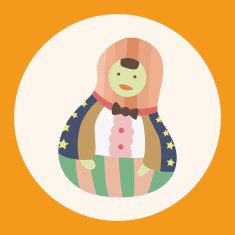 Matryoshka Russian traditional wooden doll vector pattern el N36