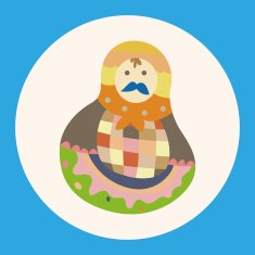 Matryoshka Russian traditional wooden doll vector pattern el N40