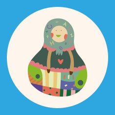 Matryoshka Russian traditional wooden doll vector pattern el N42