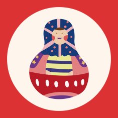 Matryoshka Russian traditional wooden doll vector pattern el N43