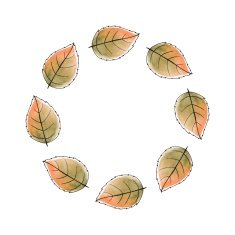 Just leaves Round frame Watercolor background 2