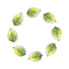 Just leaves Round frame Watercolor background 1