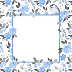 Watercolor floral background a cut bird Template 2