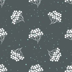 Rowanberry branch and snow seamless pattern Vector background