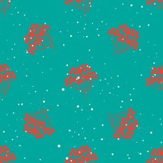 Rowanberry branch and snow seamless pattern Vector background N2