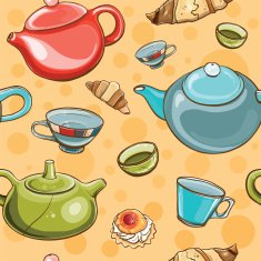 Tea set seamless pattern N2