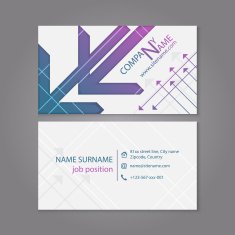 Business card template or visiting set with arrow pattern