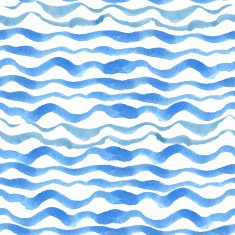 Watercolor strips seamless pattern set Blue cyan wave background N2