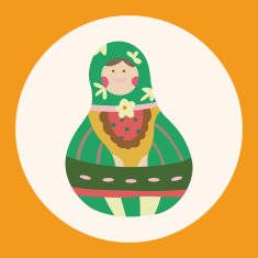 Matryoshka Russian traditional wooden doll vector pattern el N44