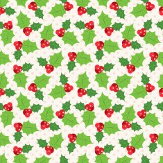 Seamless pattern of holly berry sprig illustration N2