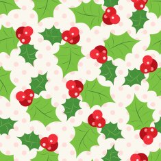 Seamless pattern of holly berry sprig illustration N3
