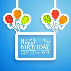 Happy birthday retro postcard with balloons