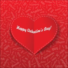 Heart from famous woman's names with title Valentines day N2