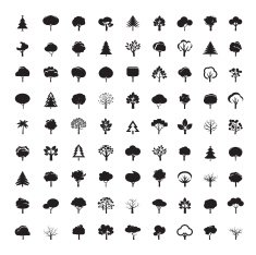 Set of Black Trees Vector symbol and icon