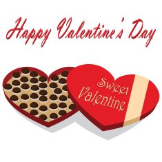 Valentine's Day box of chocolate candy white background N2
