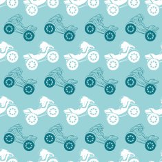Vector Motorcycles Blue Brown Stripes Seamless Pattern Riding on One