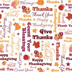 Vector Happy Thanksgiving Text Seamless Pattern Typographic Blessings give thanks