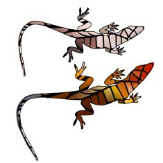 lizard figurine in form of glowing stained glass