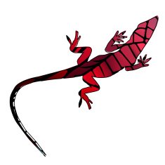 lizard figurine in form of glowing stained glass N4