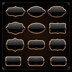 Set of 12 blank golden vintage frame