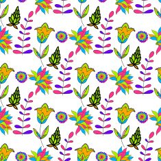 Seamless multicolored retro flower pattern Vector N2