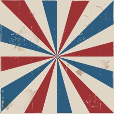 Red blue and white retro rays