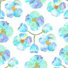 Seamless pattern with blue flowers N2