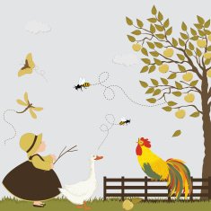 Cute girl in the orchard with apple tree N2