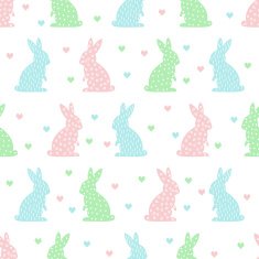 Seamless Easter pattern with cute bunny and heart N2