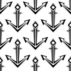 Stylized nautical anchors seamless pattern