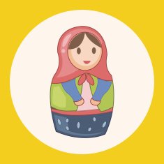 Matryoshka Russian traditional wooden doll vector pattern el N45