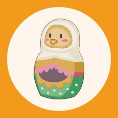 Matryoshka Russian traditional wooden doll vector pattern el N46