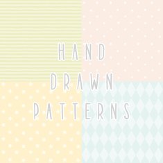 Set of 4 hand drawn pastel patterns
