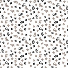 Seamless texture with cartoons cute paws and bows