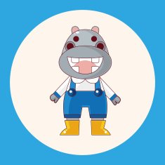 animal hippo winter cartoon theme elements