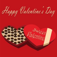 Valentine's Day box of chocolate candy sweet valentine red background