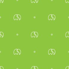 Vector minimalistic elephant seamless pattern Outline green simple animal background