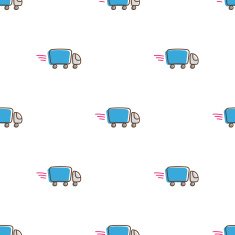 Vector truck icons seamless pattern Funny express delivery background