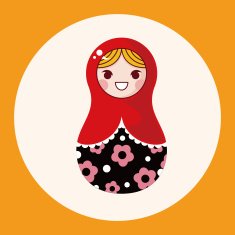 Matryoshka Russian traditional wooden doll vector pattern el N54