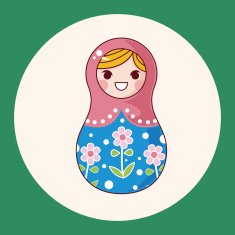 Matryoshka Russian traditional wooden doll vector pattern el N55