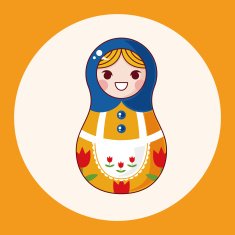 Matryoshka Russian traditional wooden doll vector pattern el N56