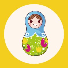 Matryoshka Russian traditional wooden doll vector pattern el N58
