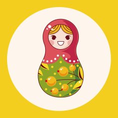 Matryoshka Russian traditional wooden doll vector pattern el N59