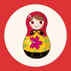 Matryoshka Russian traditional wooden doll vector pattern el N62