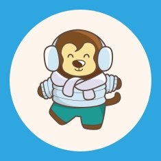 animal monkey winter cartoon theme elements N2